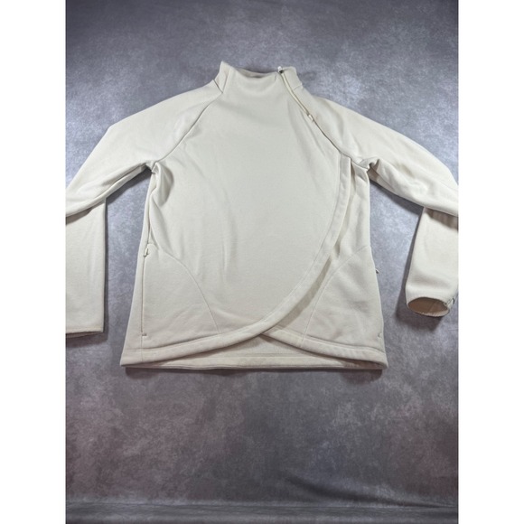 Athleta Tops - Athleta Girl Cream Fleece Asymmetrical Zip Tulip Hem Sweatshirt‎ XXL 16